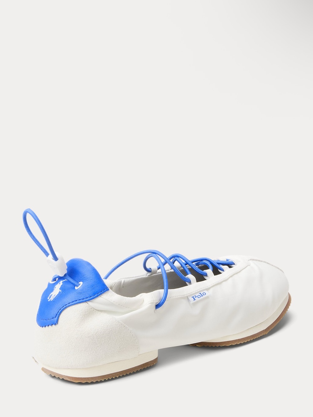 NIB Polo Sport Nylon Leather Lace-Up Ballerina Sneakers Balletcore Shoes 8.5 - Picture 3 of 5
